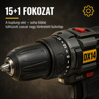 DX14 Power+ Fúrócsavarozó 12 Volt / 2.0 Ah Li-ion